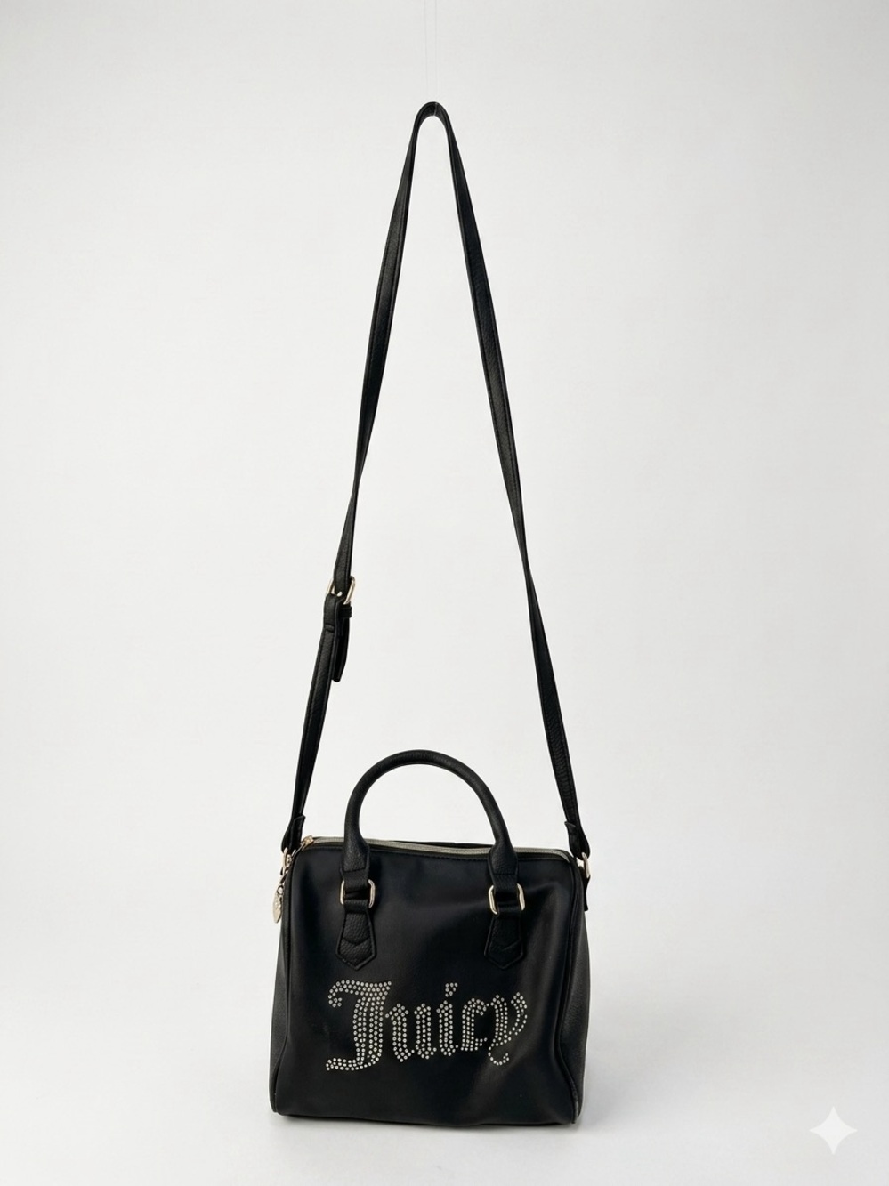 Juicy Couture Black Rhinestone Satchel Crossbody Bag McBling Y2K